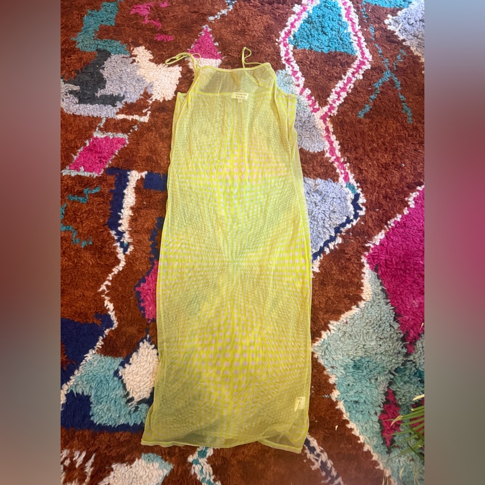 Sheer Frankie’s Bikinis Neon Green Cover-Up Dress